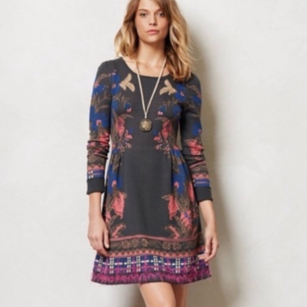 Anthropologie Knitted & Knotted Petalblush Dress Sz Med